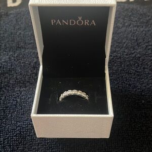 Pandora Silver and White Ring with Sparkling Stones